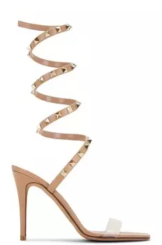 Туфли Valentino Garavani Wrap Around Rockstud, цвет Transparent & Rose Cannelle