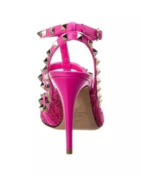 Туфли Valentino Rockstud Caged 100 из твида и кожи, розовый