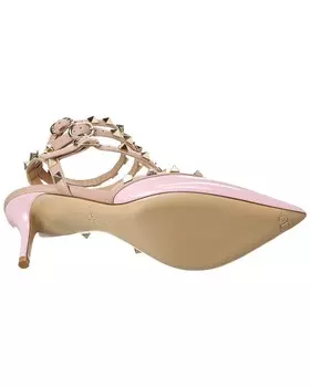 Туфли Valentino Rockstud Caged 65 с лакированным ремешком на щиколотке, розовый