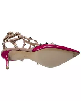 Туфли Valentino Rockstud Caged 65 с лакированным ремешком на щиколотке, розовый