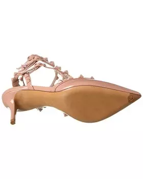 Туфли Valentino Rockstud Caged 65 с лакированным ремешком на щиколотке, розовый