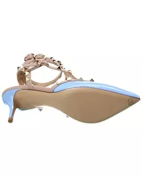 Туфли Valentino Rockstud Caged 65 с лакированным ремешком на щиколотке, синий