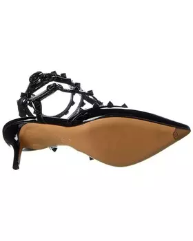 Туфли Valentino Rockstud Caged 65 с лакированным ремешком на щиколотке, черный