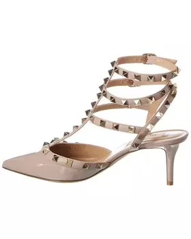 Туфли Valentino Rockstud Caged 65 с лакированным ремешком на щиколотке, розовый