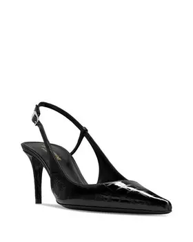 Туфли Vendome с пяткой на пятке из кожи с тиснением под крокодила Saint Laurent, цвет Black