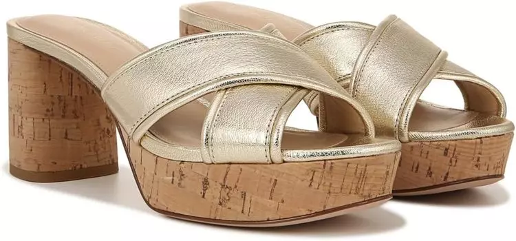 Туфли Veronica Beard Dory Slides, цвет Platinum Leather