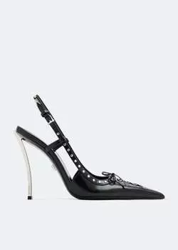 Туфли VERSACE Laced pin-point slingback pumps, черный