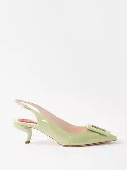 Туфли virgule 55 из лакированной кожи с пяткой на пятке Roger Vivier, зеленый
