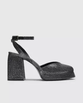 Туфли Vlaudette из металлизированной кожи с застежкой-пряжкой Castaer, темно-серый