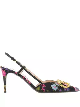 Туфли VLogo с цветочным принтом 80 мм VALENTINO GARAVANI, черный