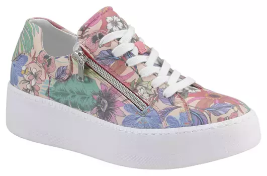 Туфли Waldlufer на шнуровке "H-Nicky", с цветочным принтом, ширина H, повседневная обувь, полуботинки, туфли на шнуровке, цвет Rosa Multi