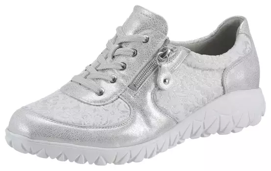 Туфли Waldlufer на шнуровке "HAVY-Soft", с молнией, ширина H, повседневная обувь, полуботинки, туфли на шнуровке, серебристый
