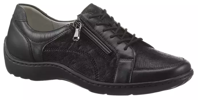 Туфли Waldlufer на шнуровке "HENNI", ширина обуви H = очень широкая, повседневная обувь, полуботинки, туфли на шнуровке, черный