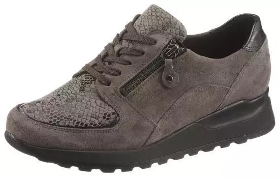 Туфли Waldlufer на шнуровке "HIROKO-Soft", с тиснением под рептилию, ширина H, обувь для отдыха, полуботинки, туфли на шнуровке, серый