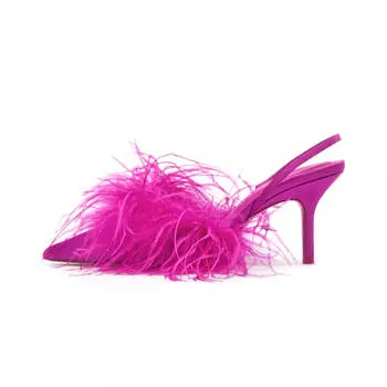 Туфли Zara High-heel Fabric with Feather Detail, фуксия