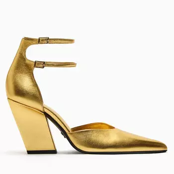 Туфли Zara Leather Metallic, золотистый
