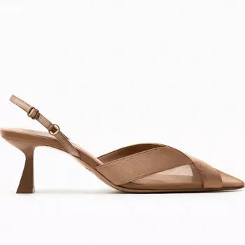 Туфли Zara Mesh Mid Heel, бежевый