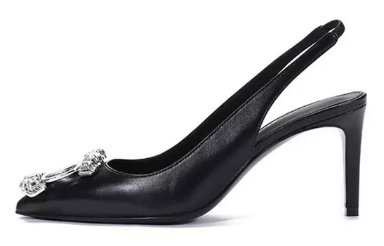 Туфли женские Ferragamo с пряжкой, черный / серебряный