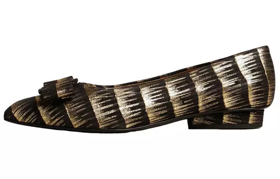 Туфли женские Ferragamo, золотисто-черный