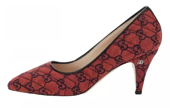 Туфли женские Gucci на высоком каблуке, ярко-красный / голубой
