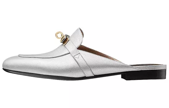 Туфли женские Hermes без пятки, серебристый