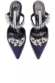 Туфли женские Lurum 90 Mule Manolo Blahnik, темно-синий