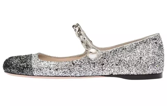 Туфли женские Miu Miu, серебристый / черный