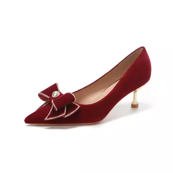 Туфли женские на высоком каблуке Bamiti, цвет Burgundy 7cm