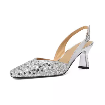 Туфли женские на высоком каблуке Echo&Yolo, серебряный