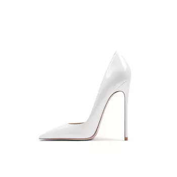 Туфли женские на высоком каблуке Ganxiaojie, цвет Patent leather white 9cm