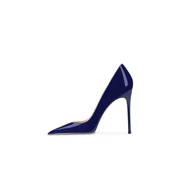 Туфли женские на высоком каблуке Ganxiaojie, цвет Patent leather blue 9cm