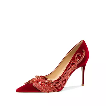Туфли женские на высоком каблуке Holy Rose, цвет Red phoenix and phoenix singing 8CM