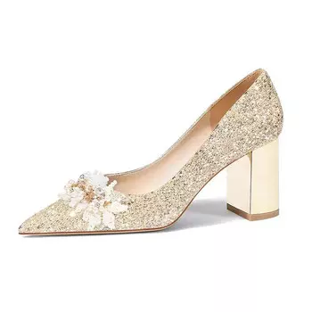 Туфли женские на высоком каблуке Imono, цвет Champagne Gold 8cm