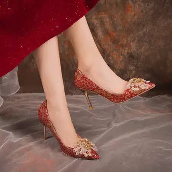 Туфли женские на высоком каблуке Imono, цвет Red 6cm