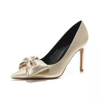 Туфли женские на высоком каблуке Lanza, цвет Gold 9.5CM [Bowknot]
