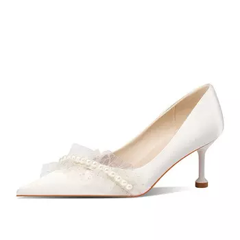 Туфли женские на высоком каблуке Meiai, цвет White 6.5cm