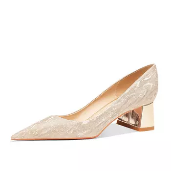 Туфли женские на высоком каблуке Meiai, цвет Gold 4.5cm