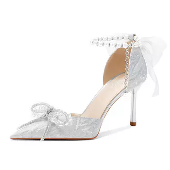 Туфли женские на высоком каблуке Meiai, серебряный