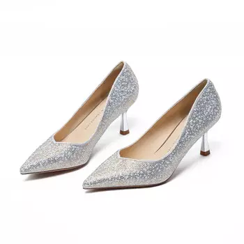 Туфли женские на высоком каблуке Pinweishidu, золотой