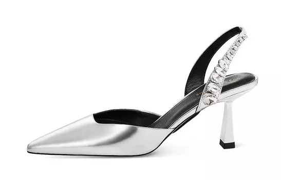 Туфли женские на высоком каблуке серебряный 7Or9, серебряный