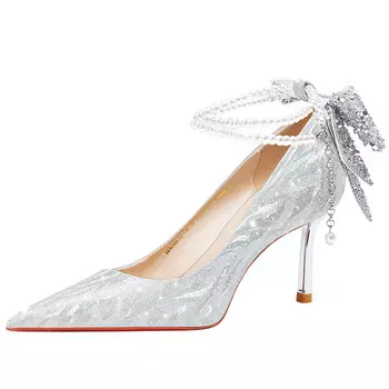 Туфли женские на высоком каблуке серебряный Lanza, цвет SILVER 6.5CM