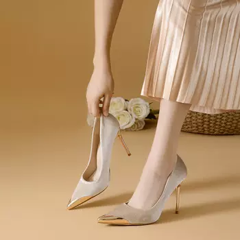 Туфли женские на высоком каблуке Yafei Xuanyu, цвет Apricot