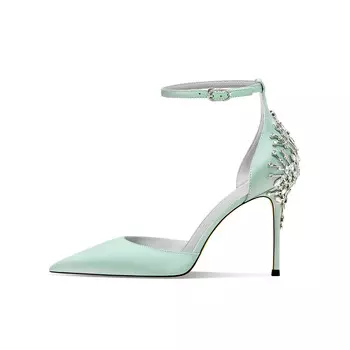 Туфли женские на высоком каблуке зеленый Hoov