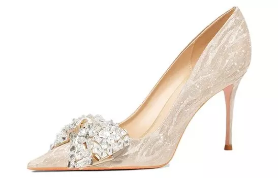 Туфли женские на высоком каблуке золотой Pjjuu, золотой