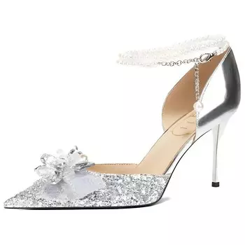 Туфли женские на высоком каблуке Zubumei, серебряный