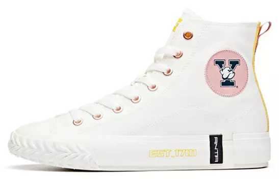 Туфли женские парусиновые высокие белые/розовые Anta