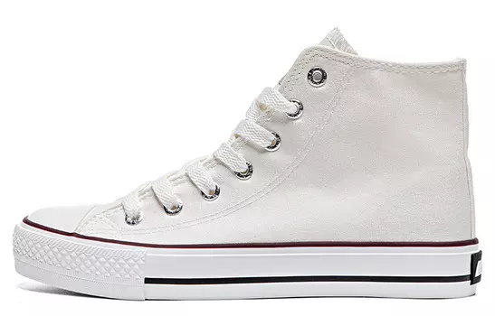 Туфли женские парусиновые высокие белые Warrior