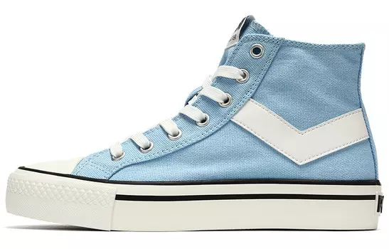 Туфли женские парусиновые высокие, синие/белые Pony