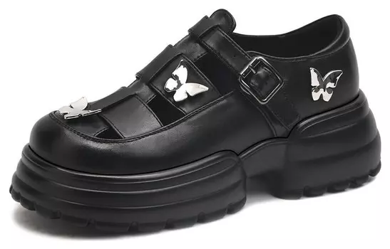 Туфли женские повседневные Women's Casual Shoes Women's Low-Top Black Cameido