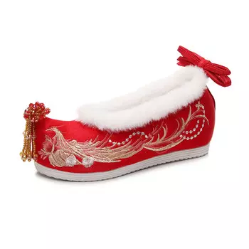 Туфли женские повседневные Women's Casual Shoes Women's Red Abcfjg, цвет Red low heel-velvet version